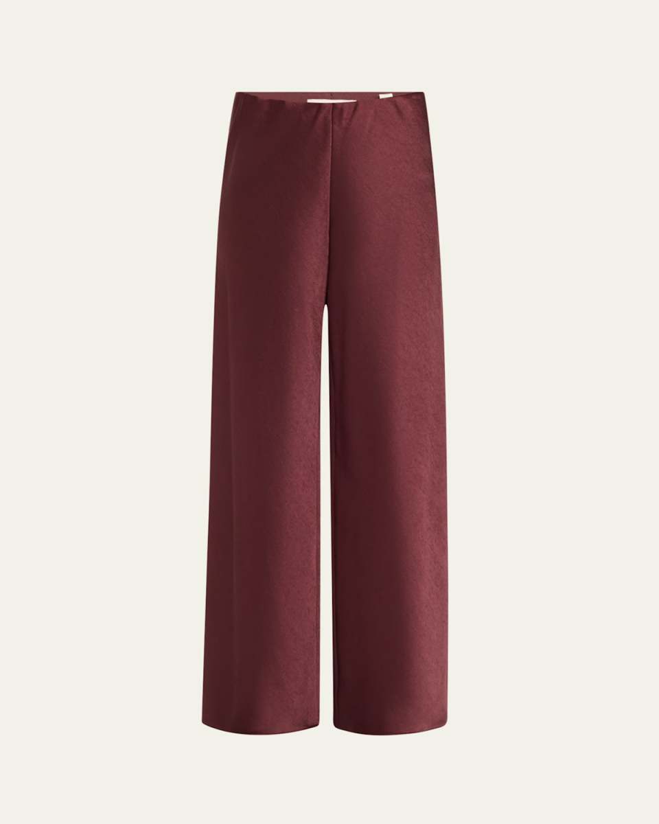 Fluid Bias-Cut Crushed Satin Pants
